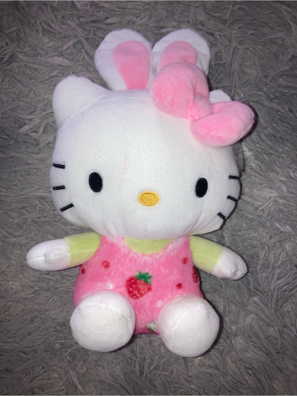Hello Kitty Pink & White Strawberry Plush with Bunny Ears - Sanrio